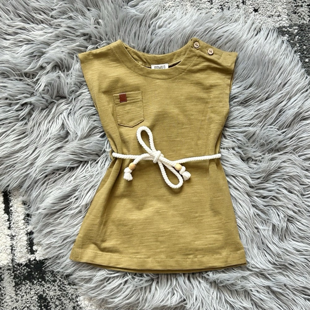 KIDWILD Organics Baby Girls Olive Organics Field Dress Size 6-12 Month NEW
